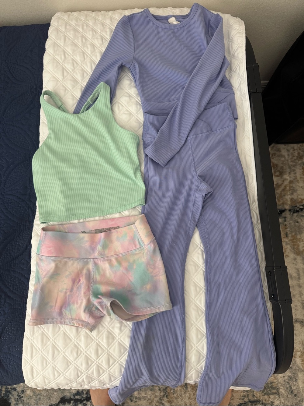 Women’s Ribbed Lounge Set and Crop Top in Lavender, Mint & Pastel Tie-Dye
